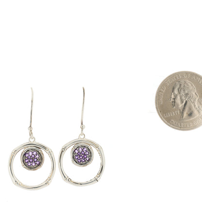 John Hardy Sterling Silver Amethyst Bamboo Drop Earrings 2 of 6