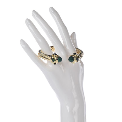 David Yurman 18K Yellow Gold Malachite Chrome Diopside 10mm Renaissance Cable Bracelet 2 of 6