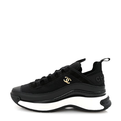 Chanel Velvet Calfskin Mixed Fibers CC Sneakers 35.5 Black 1 of 10