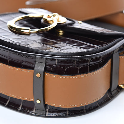 Chloe Calfskin Crocodile Embossed Small Tess Bag Profound Brown 8 of 9