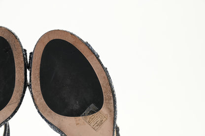Jimmy Choo Tweed Alanah 105 Wedge Sandals 39.5 Blue 16 of 18