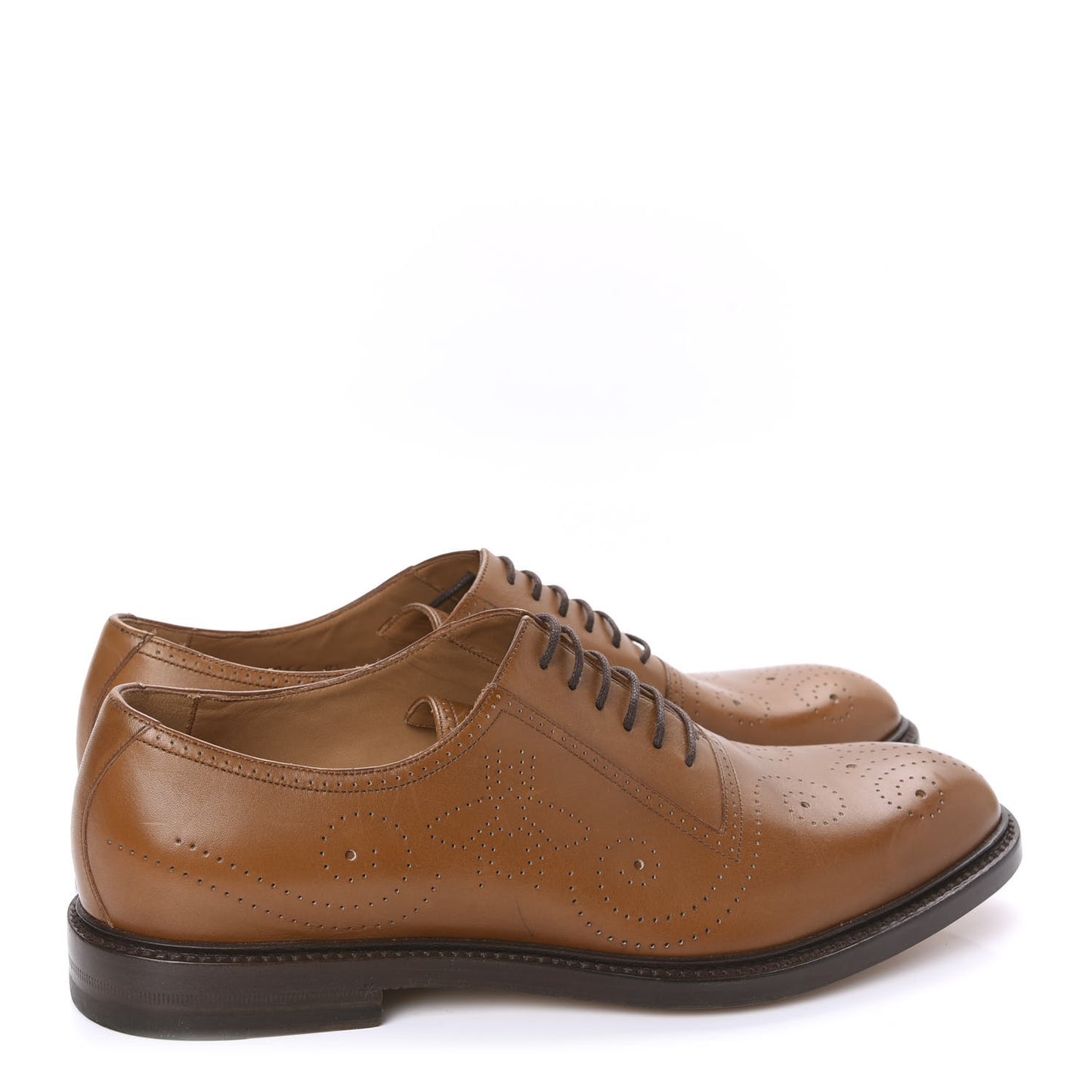 Calfskin Bee Perforated Mens Lace Up Oxfords 8.5 Brown