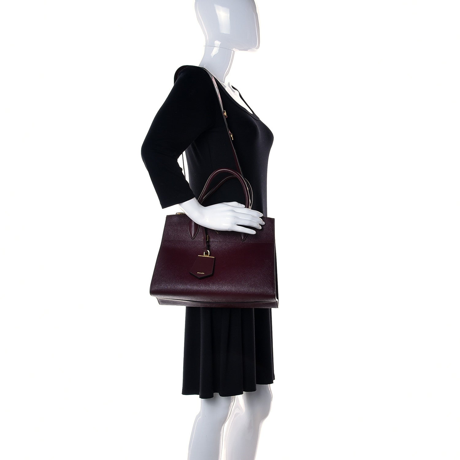 Prada Saffiano City Calfskin Greche Paradigme Bag Granato Petalo 2 of 9