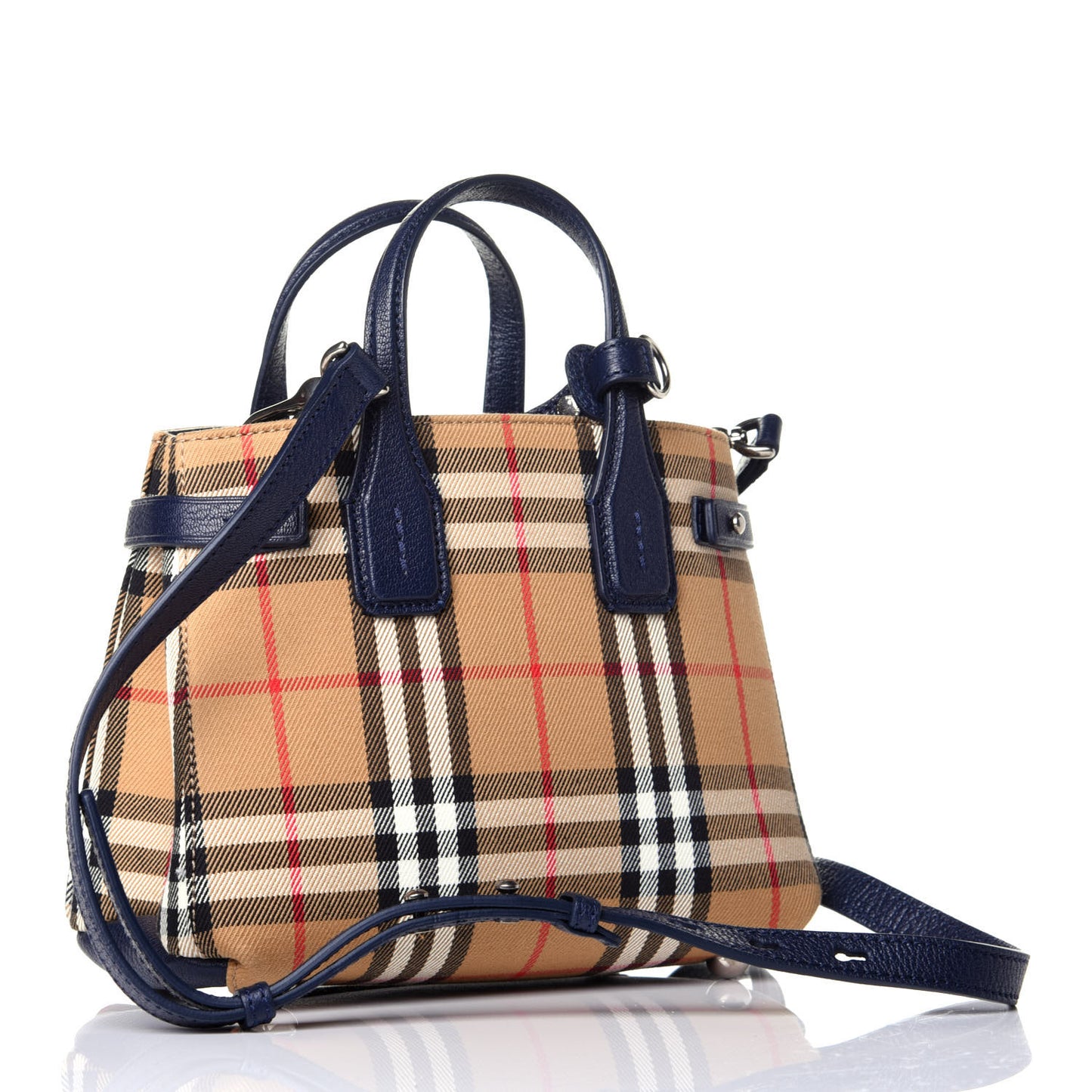 Goatskin Vintage Check Baby Banner Tote Regency Blue