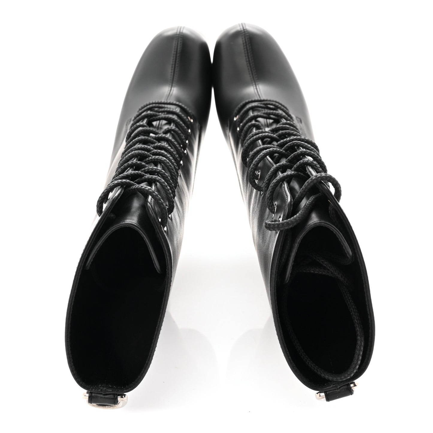 Calfskin Mina Lace Up Platform Boots 38.5 Black