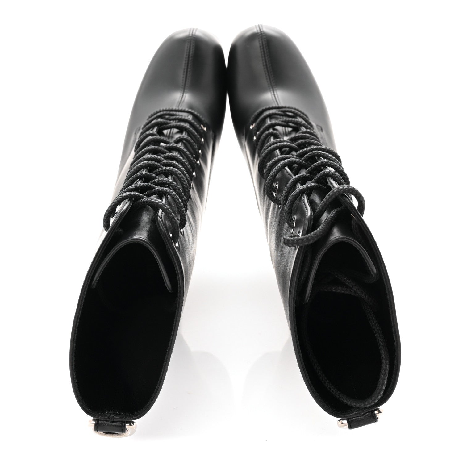 Saint Laurent Calfskin Mina Lace Up Platform Boots 38.5 Black 5 of 9