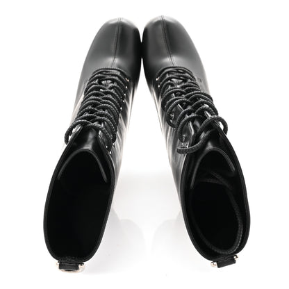 Saint Laurent Calfskin Mina Lace Up Platform Boots 38.5 Black 5 of 9
