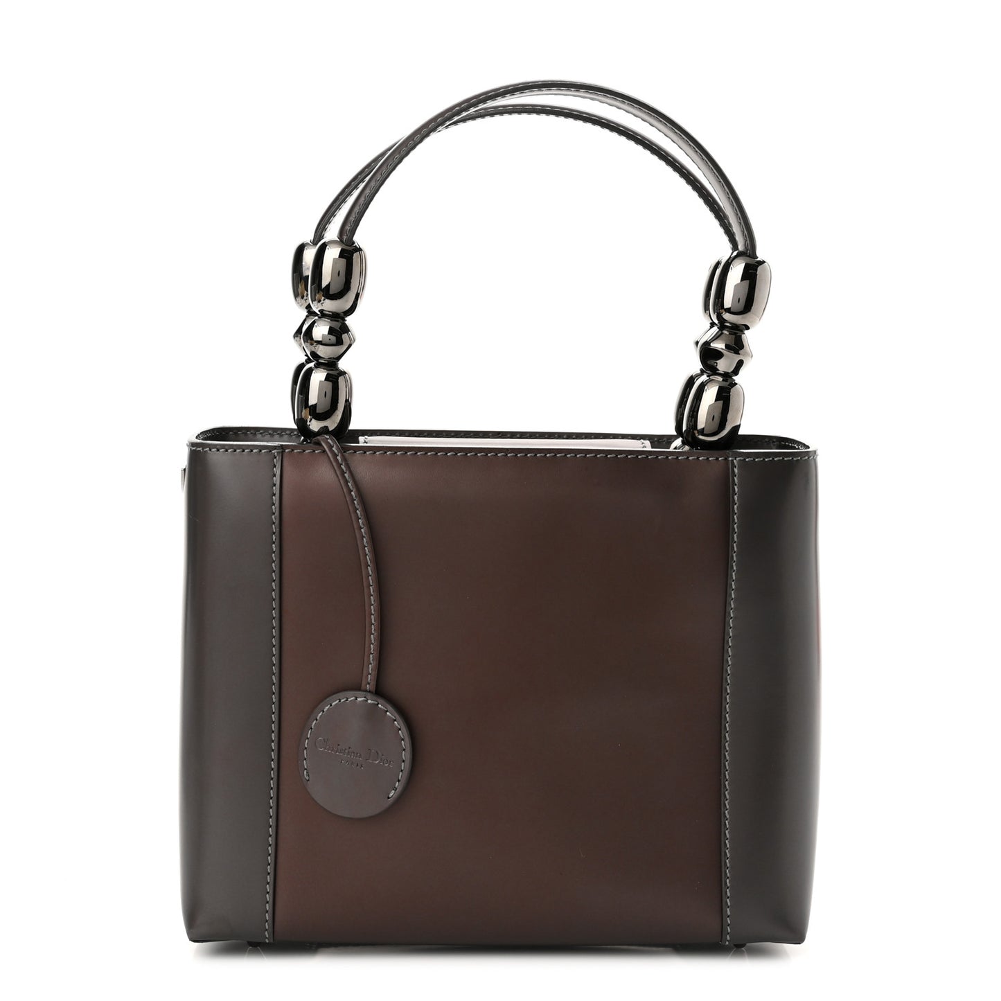Patent Chrome Beaded Malice Tote Grey Purple