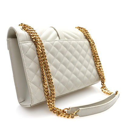 Saint Laurent Grain De Poudre Textured Mixed Matelasse Medium Triquilt Monogram Satchel Crema Soft 2 of 8