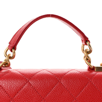 Chanel Caviar Diamond Stitched Small Top Handle Flap Red 8 of 10