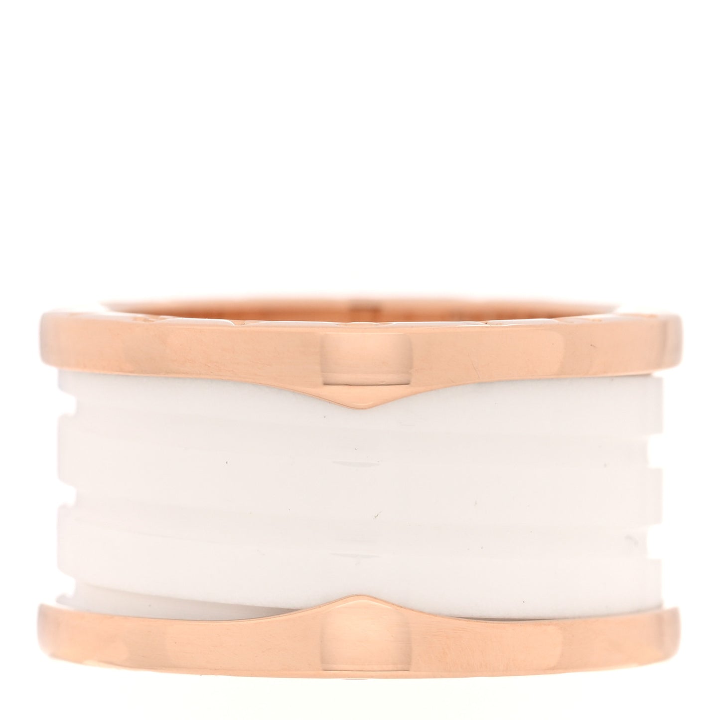 18K Rose Gold White Ceramic B.Zero1 Four-Band Ring 54 6.75
