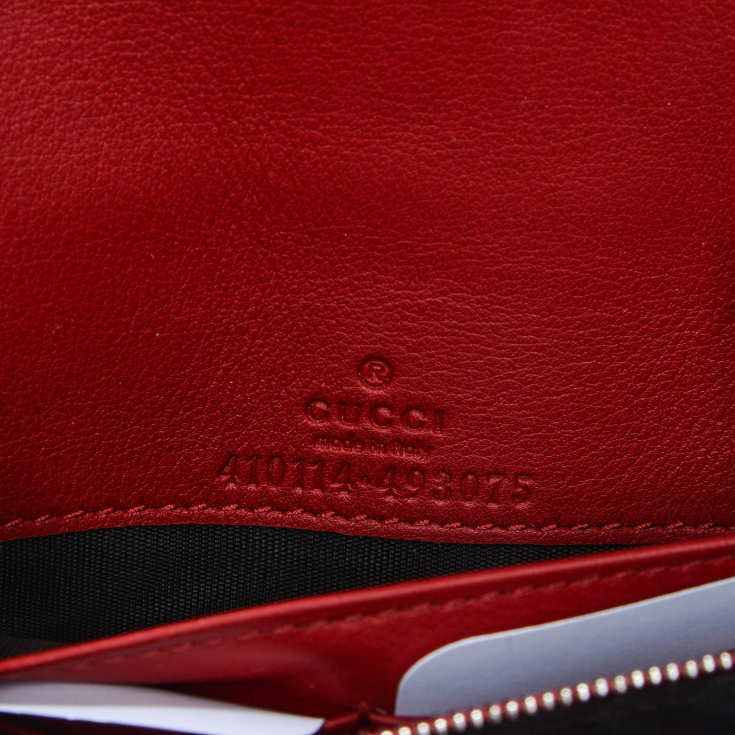 GG Supreme Monogram Arabesque Chain Wallet Hibiscus Red