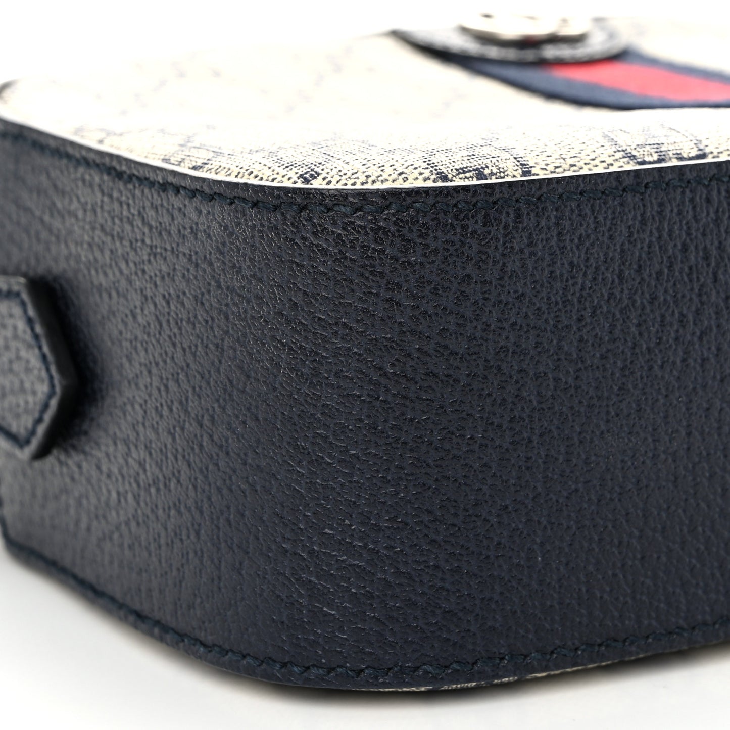 GG Supreme Monogram Textured Dollar Calfskin Web Small Ophidia Camera Bag Beige Blue
