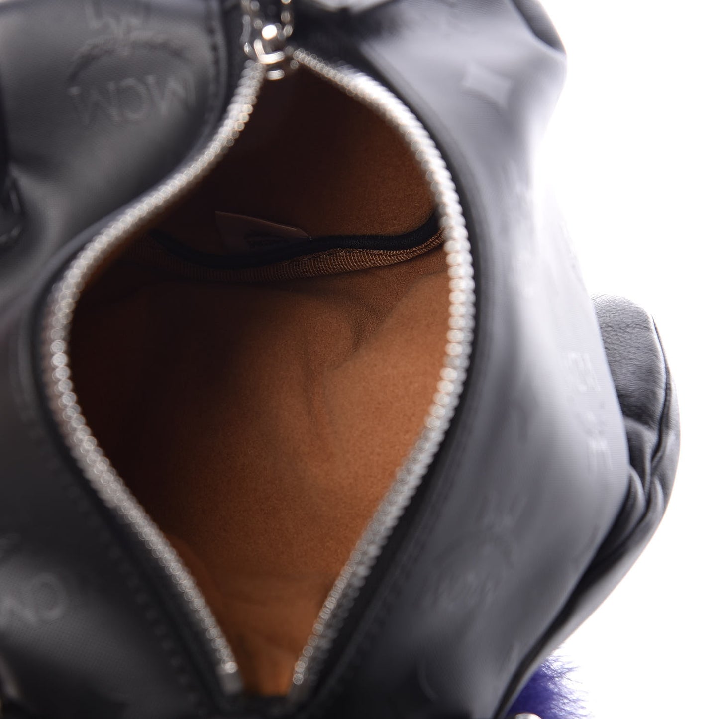 Calfskin Fox Fur Rabbit Zoo Doll Crossbody Black
