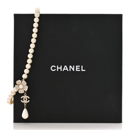 Chanel Pearl Crystal CC Camellia Choker Necklace Gold 5 of 5