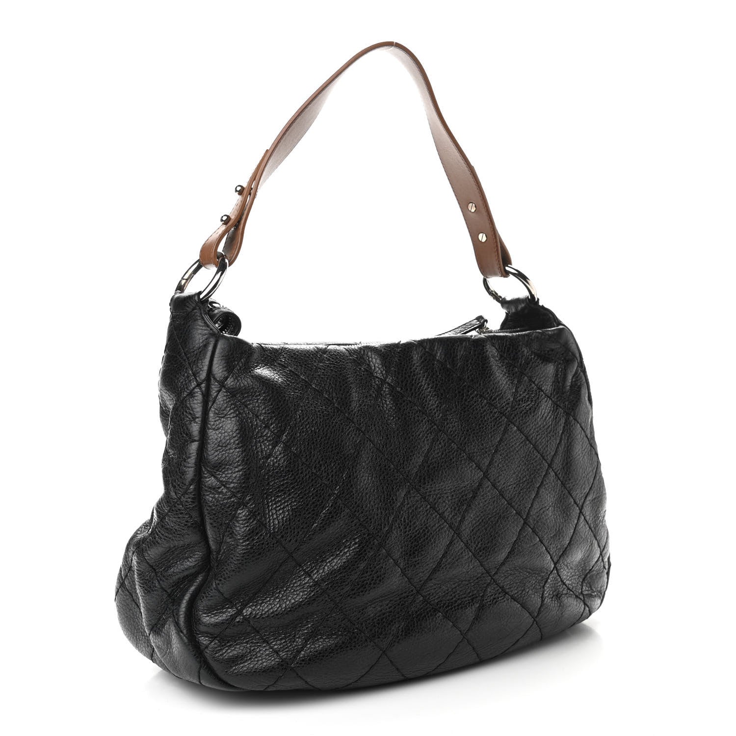 Chanel Glazed Calfskin On The Road Hobo Black 3 of 9