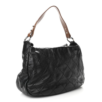 Chanel Glazed Calfskin On The Road Hobo Black 3 of 9