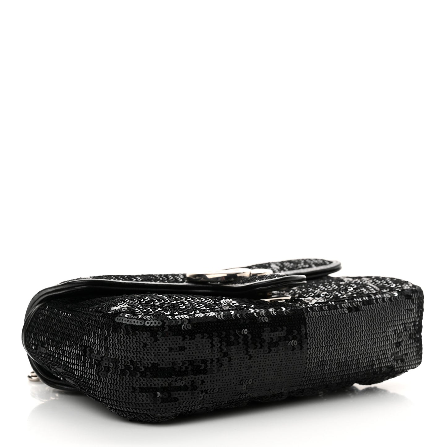 Sequin Matelasse Diagonal Mini GG Marmont Shoulder Bag Black