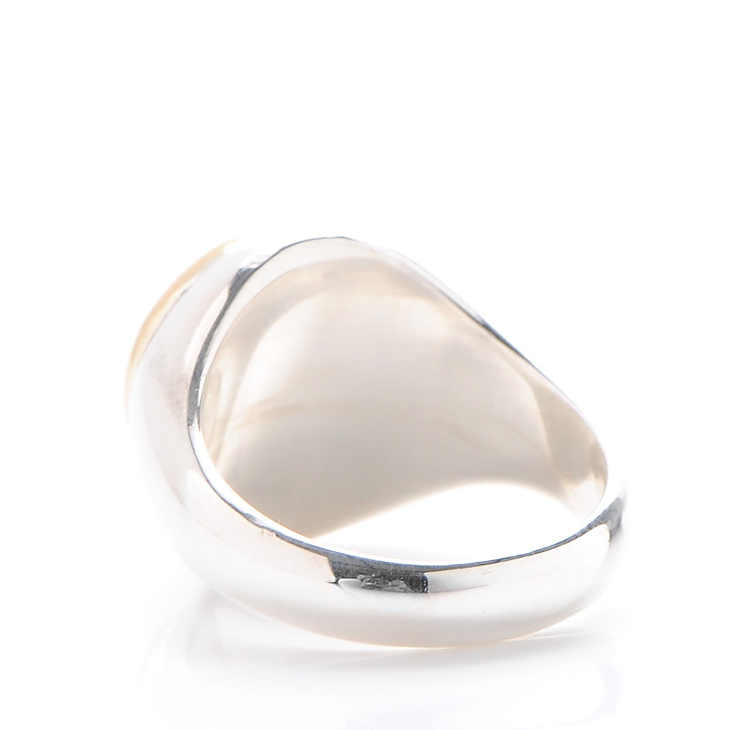 Tiffany Sterling Silver 18K Yellow Gold Mother of Pearl Signet Ring 5.5 3 of 12