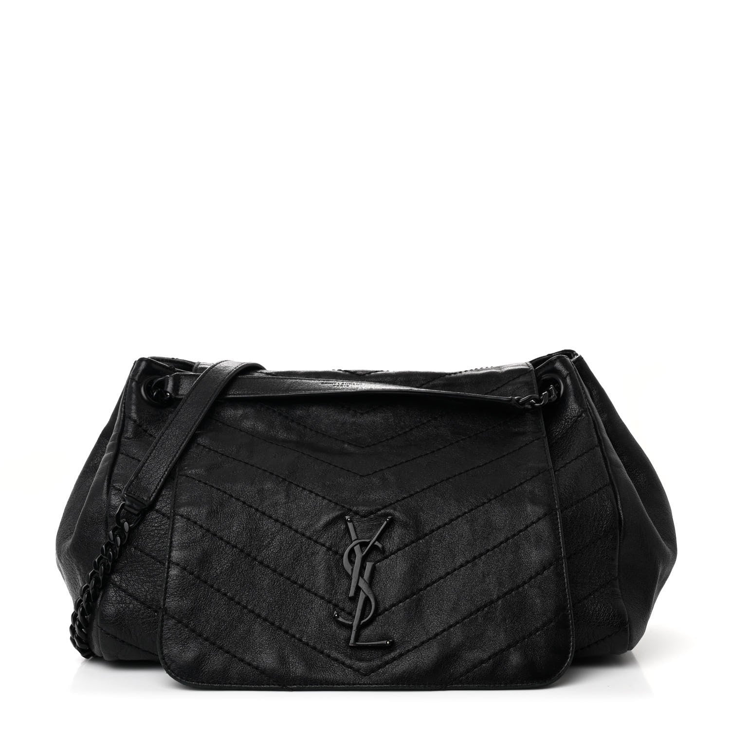 Saint Laurent Vintage Lambskin Chevron Monogram Medium Nolita Black 1 of 11