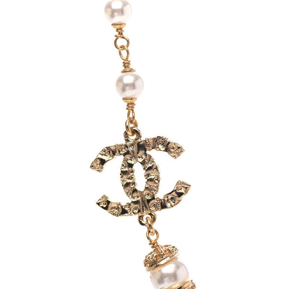 Chanel Crystal Pearl CC Short Necklace Gold 3 of 4