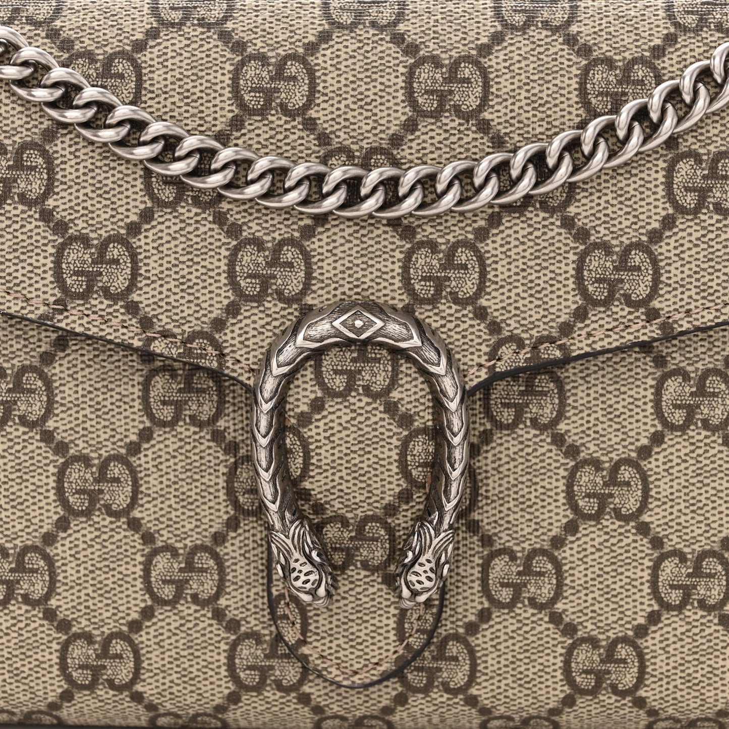 GG Supreme Monogram Mini Dionysus Chain Wallet Beige Taupe