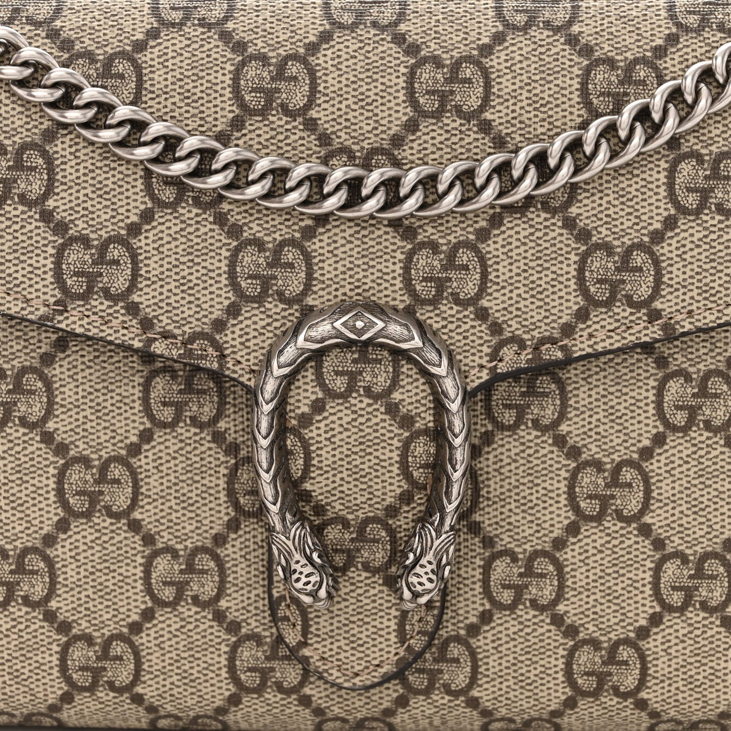 Gucci GG Supreme Monogram Mini Dionysus Chain Wallet Beige Taupe 8 of 10