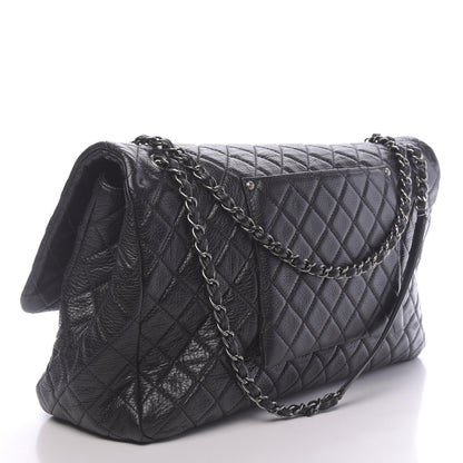 Chanel Calfskin Quilted XXL Travel Flap Bag Black 3 of 10