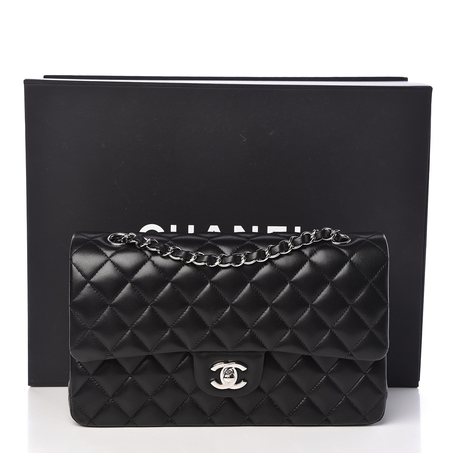 Chanel Lambskin Quilted Medium Double Flap Black 11 of 11
