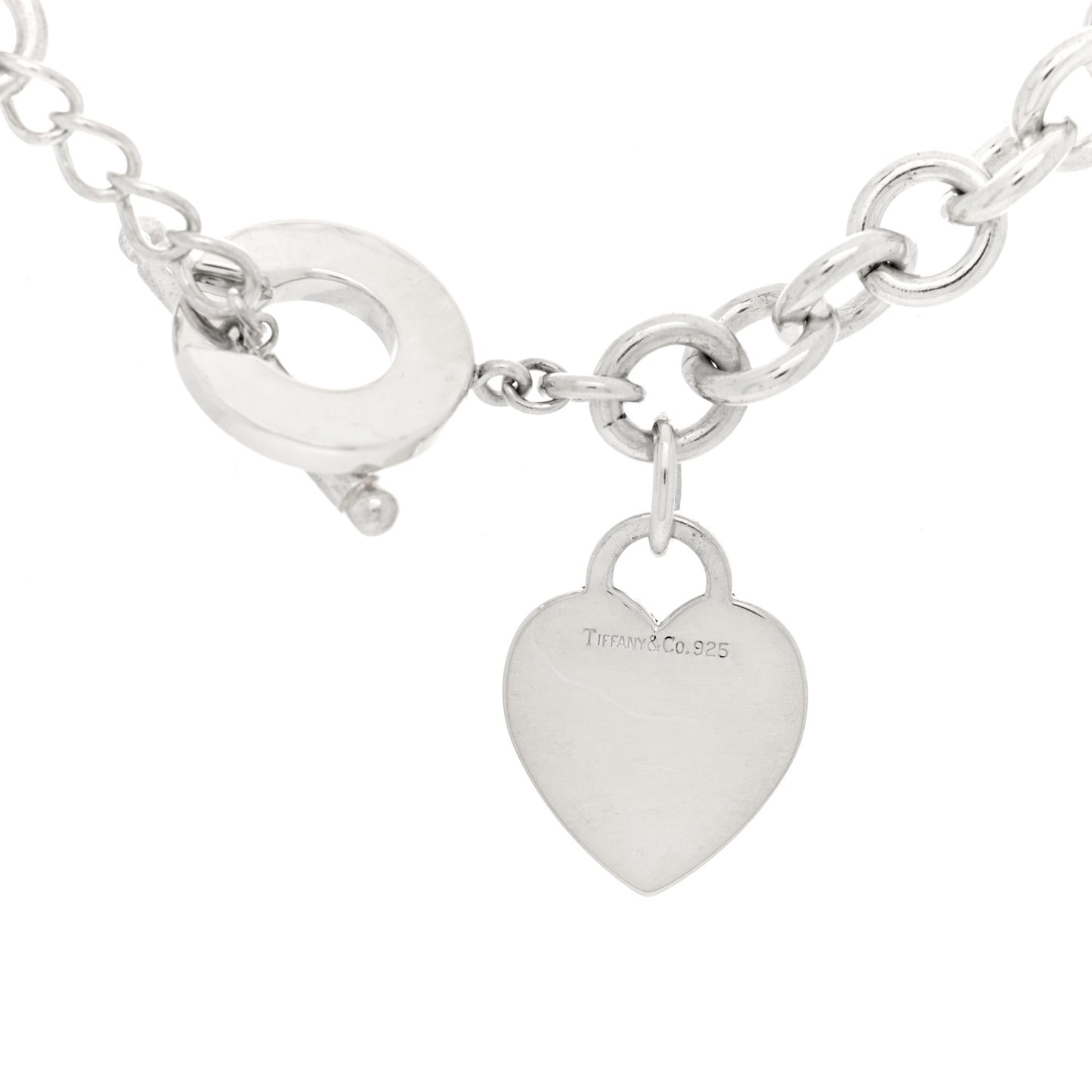Sterling Silver Heart Tag Toggle Necklace