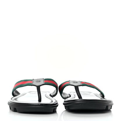Gucci Nylon Calfskin Web Mens Cleat Sole Thong Sandals 10 Black Red Blue 2 of 10