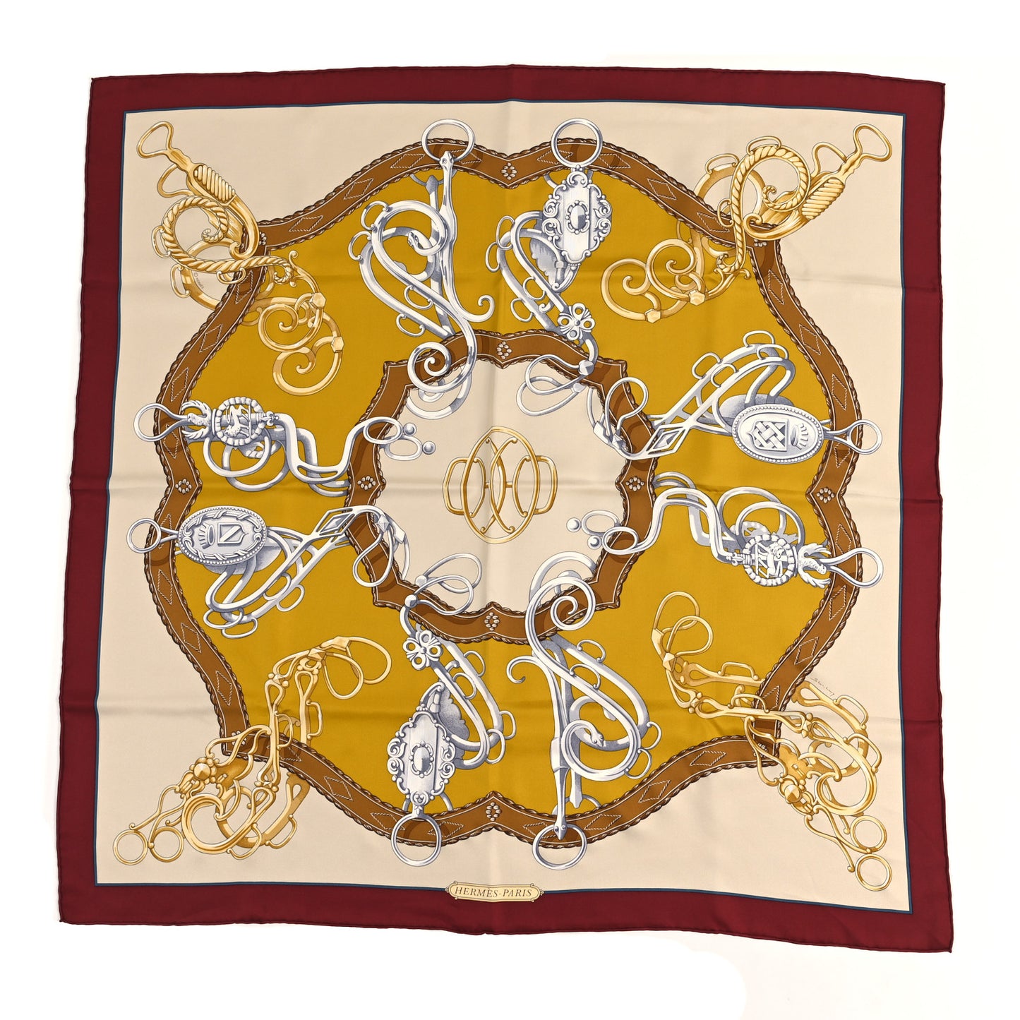Silk Lift Profile Scarf 90 Acajou Creme Moutarde