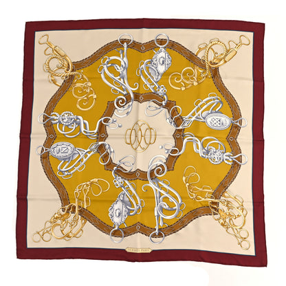 Hermes Silk Lift Profile Scarf 90 Acajou Creme Moutarde 1 of 4