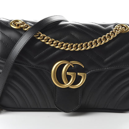 Gucci Calfskin Matelasse Small GG Marmont Shoulder Bag Black 10 of 11