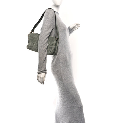 Gucci Suede GG Monogram Half Horsebit Medium Shoulder Bag Sage 2 of 10