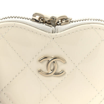 Chanel Patent Calfskin Resin Quilted CC Heart Clutch With Chain Black 13 of 21