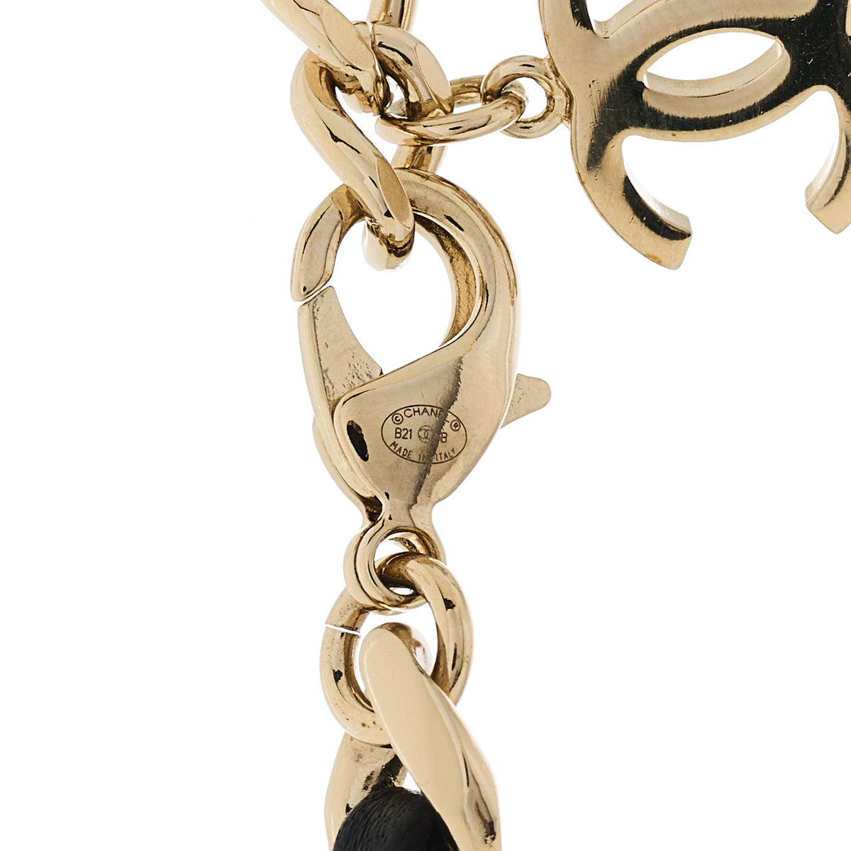 Metal Lambskin CC Square Choker Gold Black White