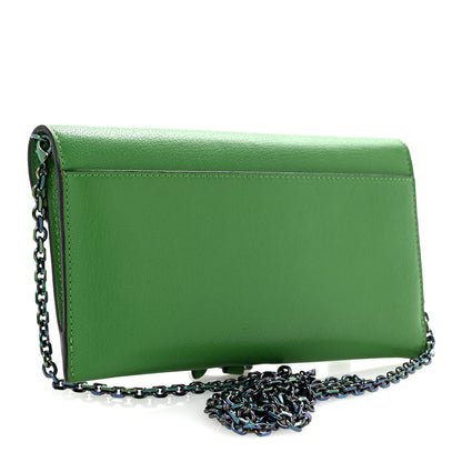 Christian Dior Goatskin Saddle Chain Wallet Pouch Bright Green 4 of 13