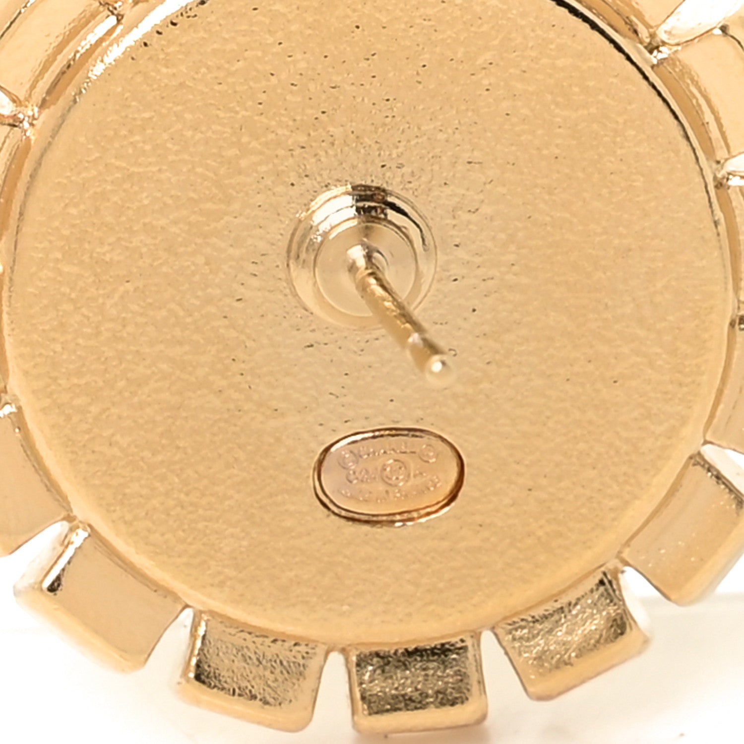 Chanel Crystal Enamel CC Round Earrings Gold Yellow 4 of 4