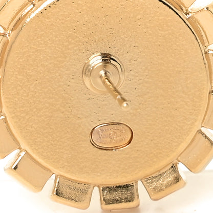 Chanel Crystal Enamel CC Round Earrings Gold Yellow 4 of 4