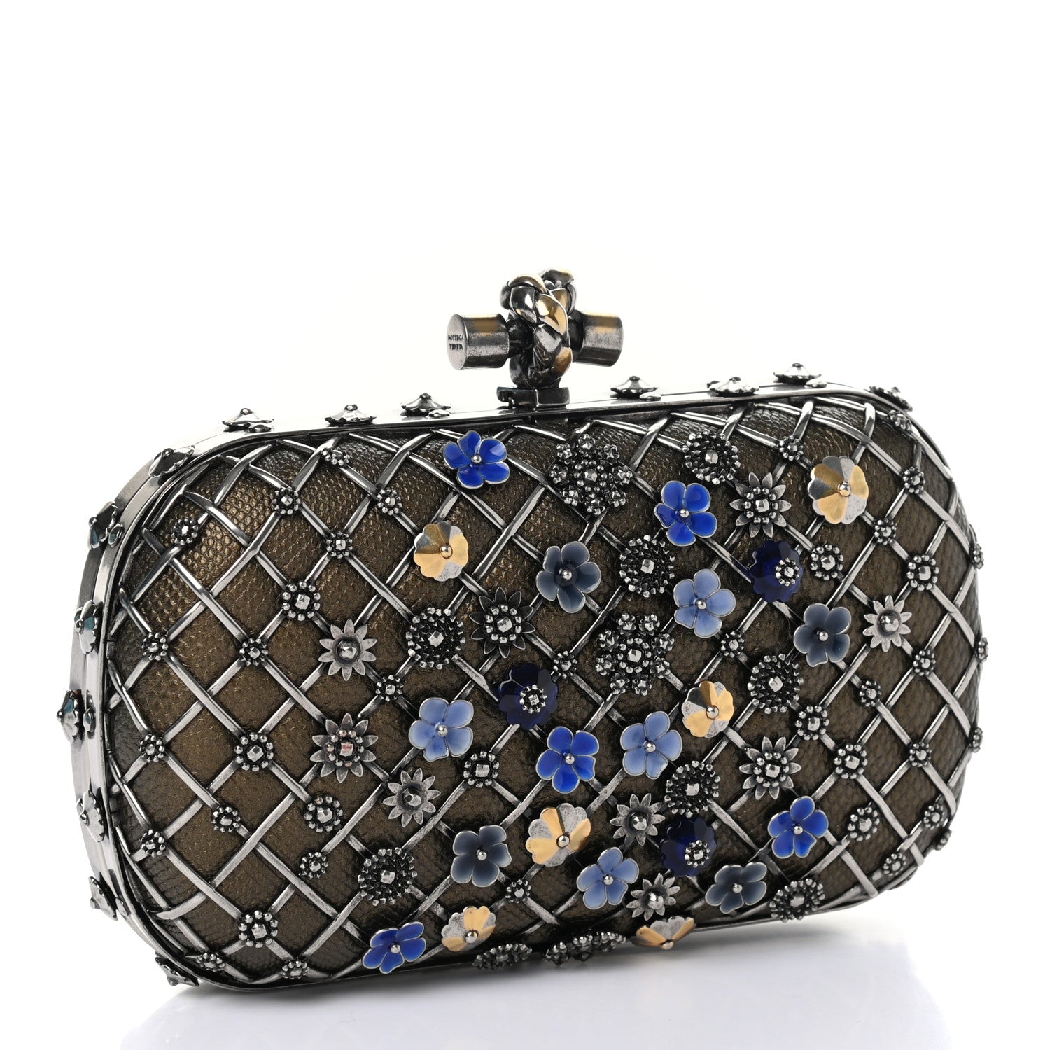 Bottega Veneta Karung Metal Embellished Knot Clutch Antique Brass 4 of 7