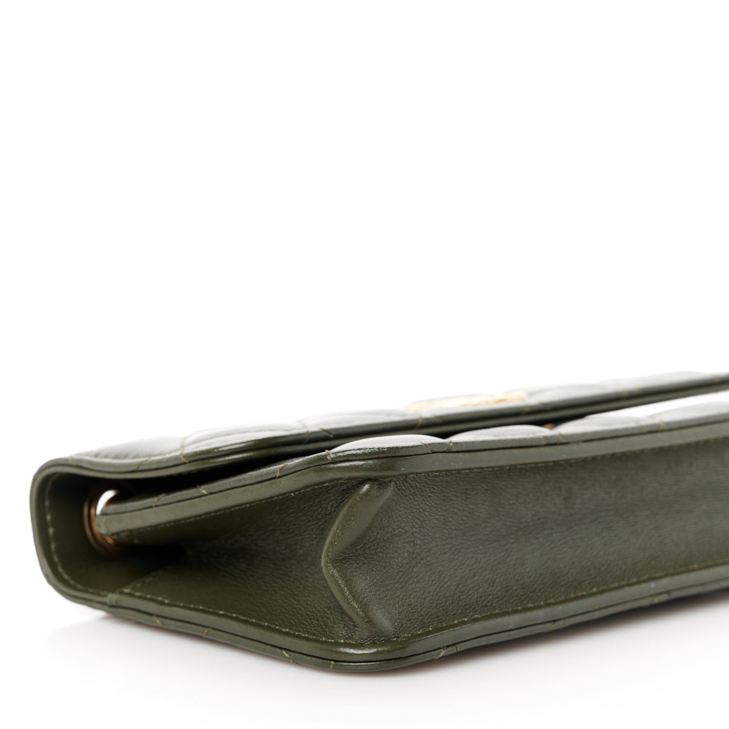 Lambskin Quilted Pillow Crush Flap Phone Holder With Chain Green