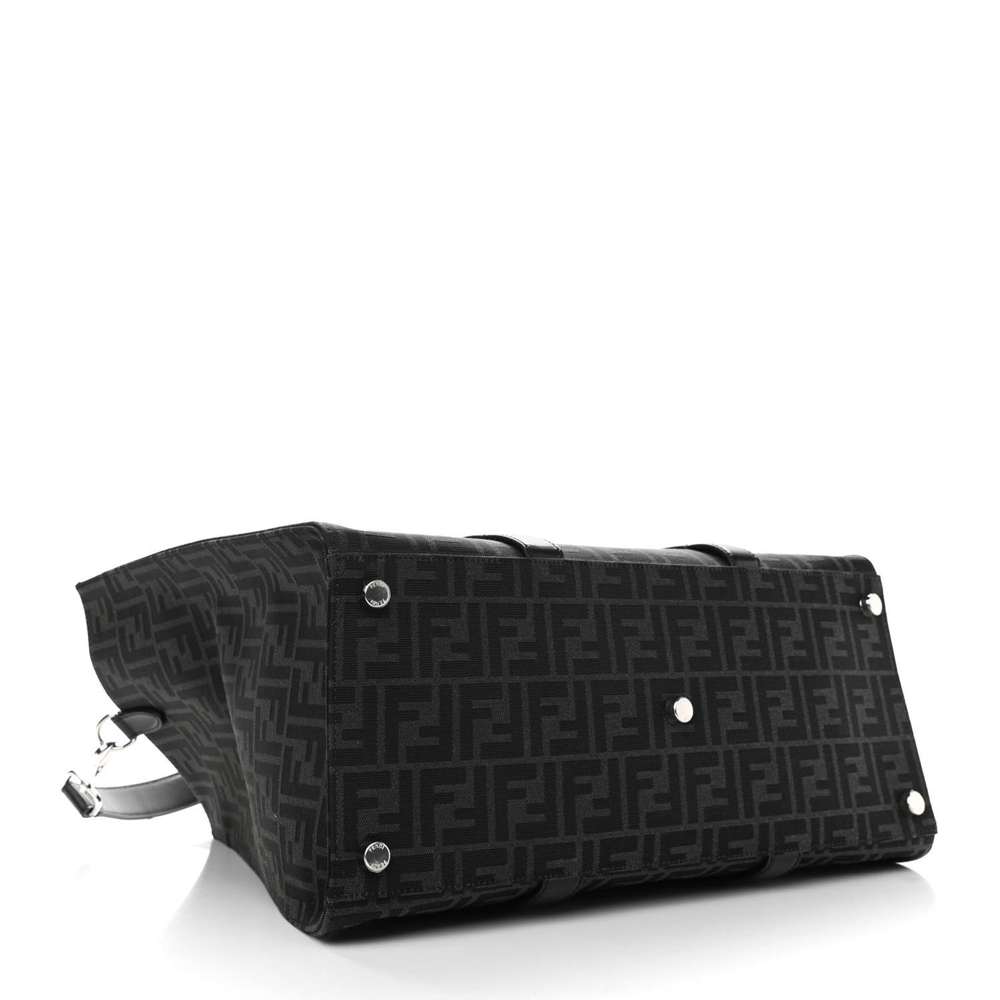 Recycled Fabric Jacquard Vitello Astro FF 1974 Shopping Tote Asfalto Black