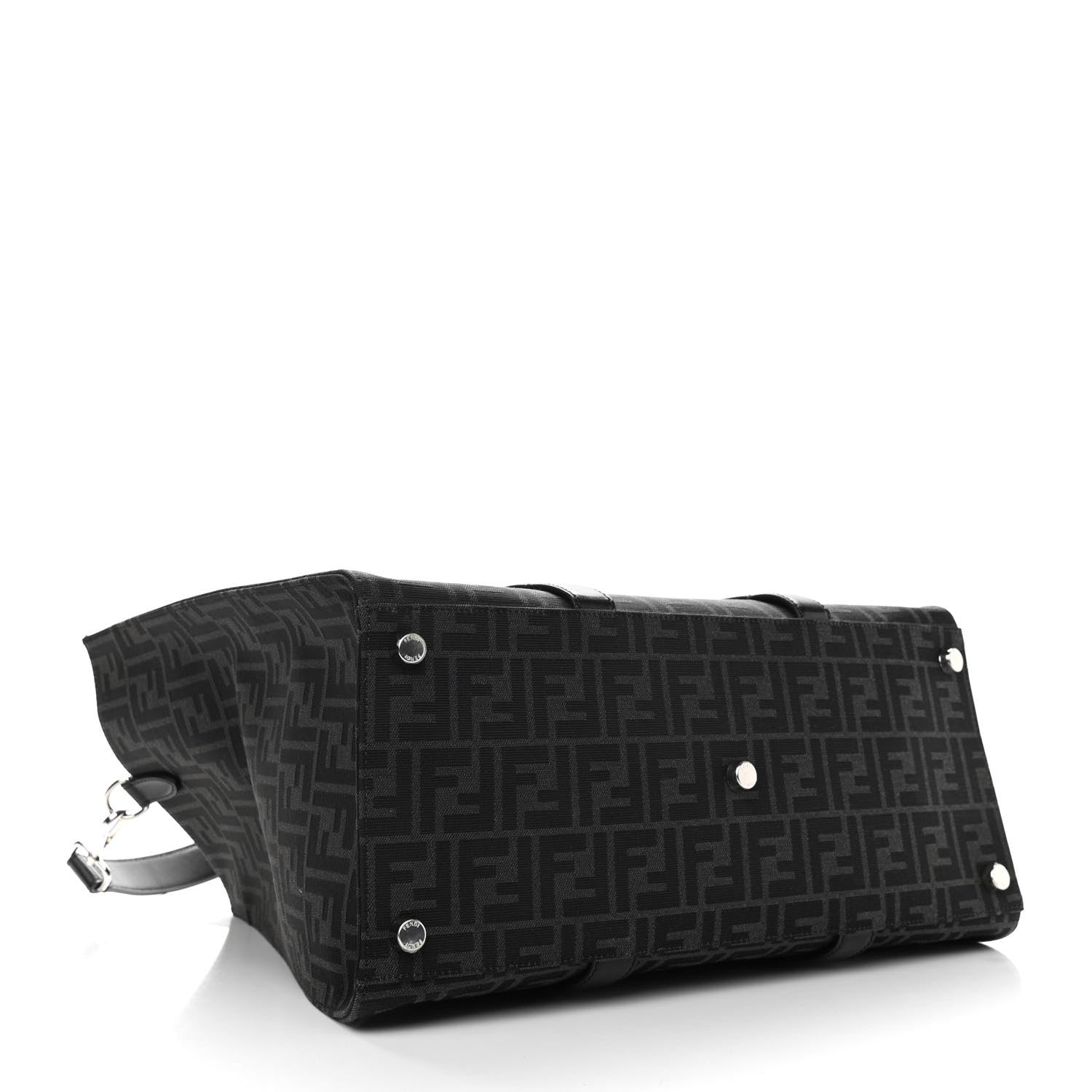 Fendi Recycled Fabric Jacquard Vitello Astro FF 1974 Shopping Tote Asfalto Black 4 of 11