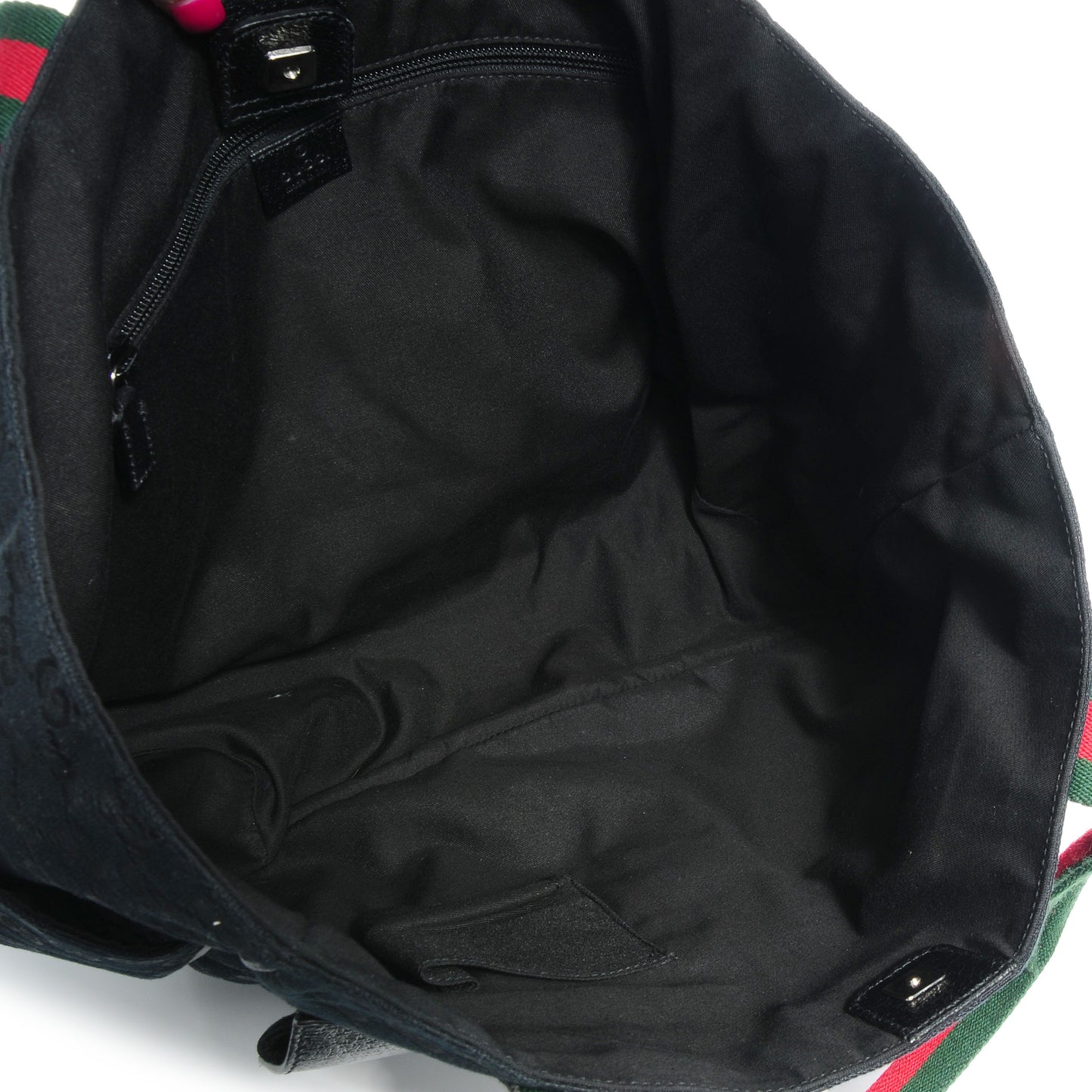 GG Monogram Medium Web Handle Double Pocket Tote Black
