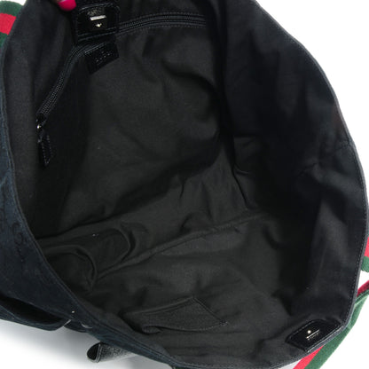 Gucci GG Monogram Medium Web Handle Double Pocket Tote Black 5 of 7
