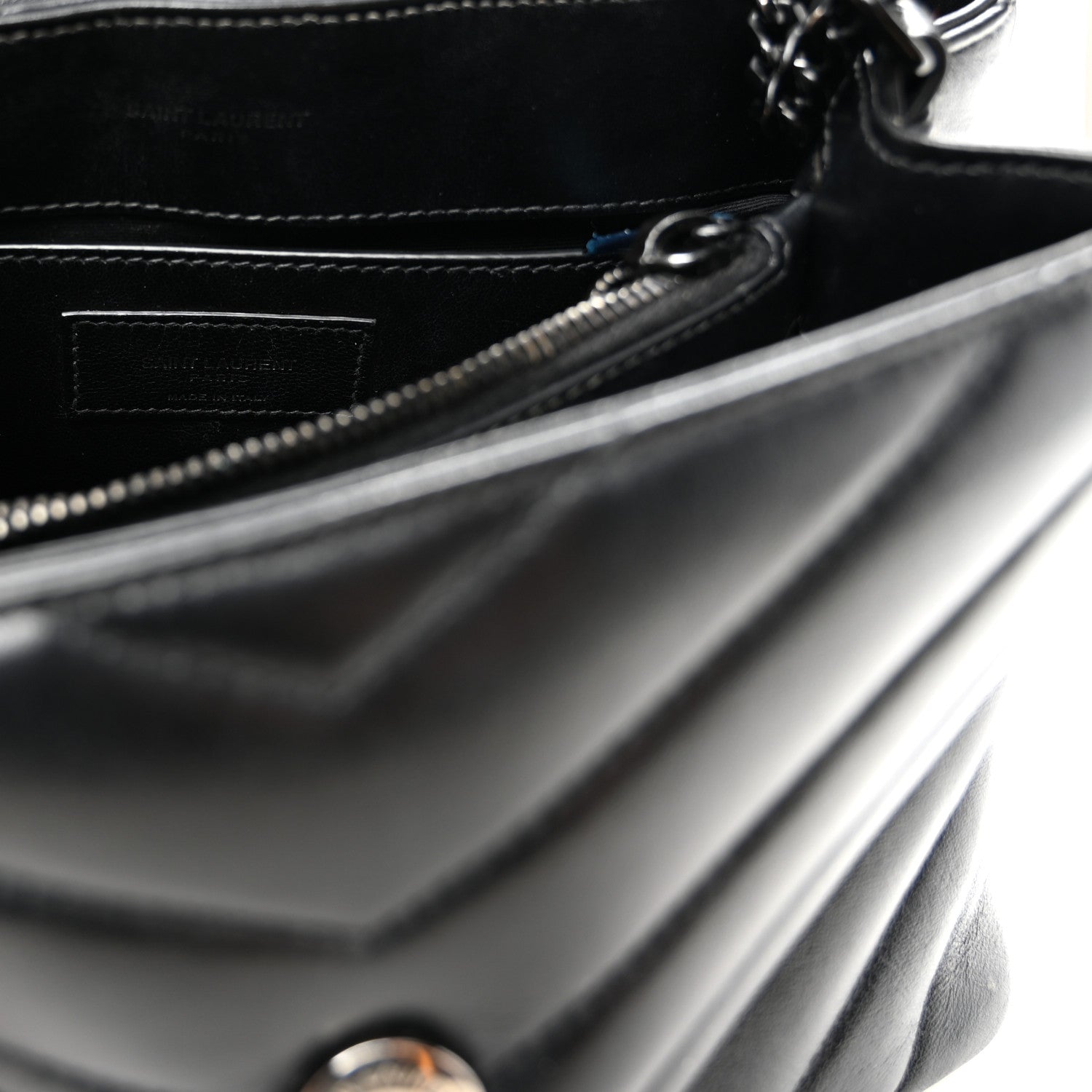 Saint Laurent Calfskin Y Quilted Monogram Monochrome Small Loulou Chain Satchel Black 6 of 9