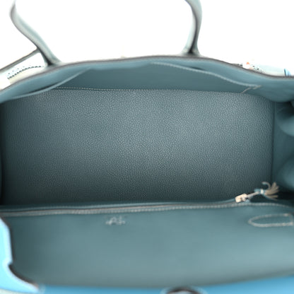 Hermes Veau Doblis Taurillon Clemence Evergrain Ghillies Birkin 35 Turquoise Ciel 5 of 12