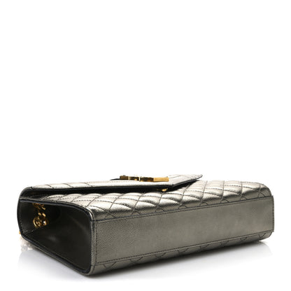 Saint Laurent Grain De Poudre Textured Mixed Matelasse Medium Triquilt Monogram Satchel Piombo 4 of 13