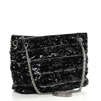 Chanel Sequin Striped Mademoiselle Tote Black 2 of 8